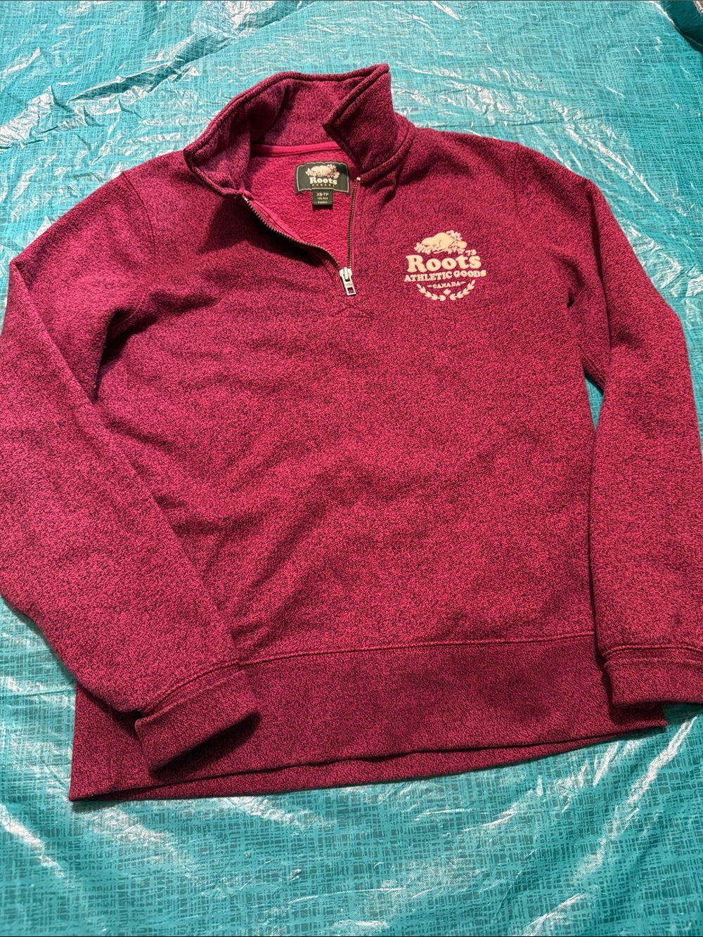 Roots -Zip Sweater in Heather Burgundy